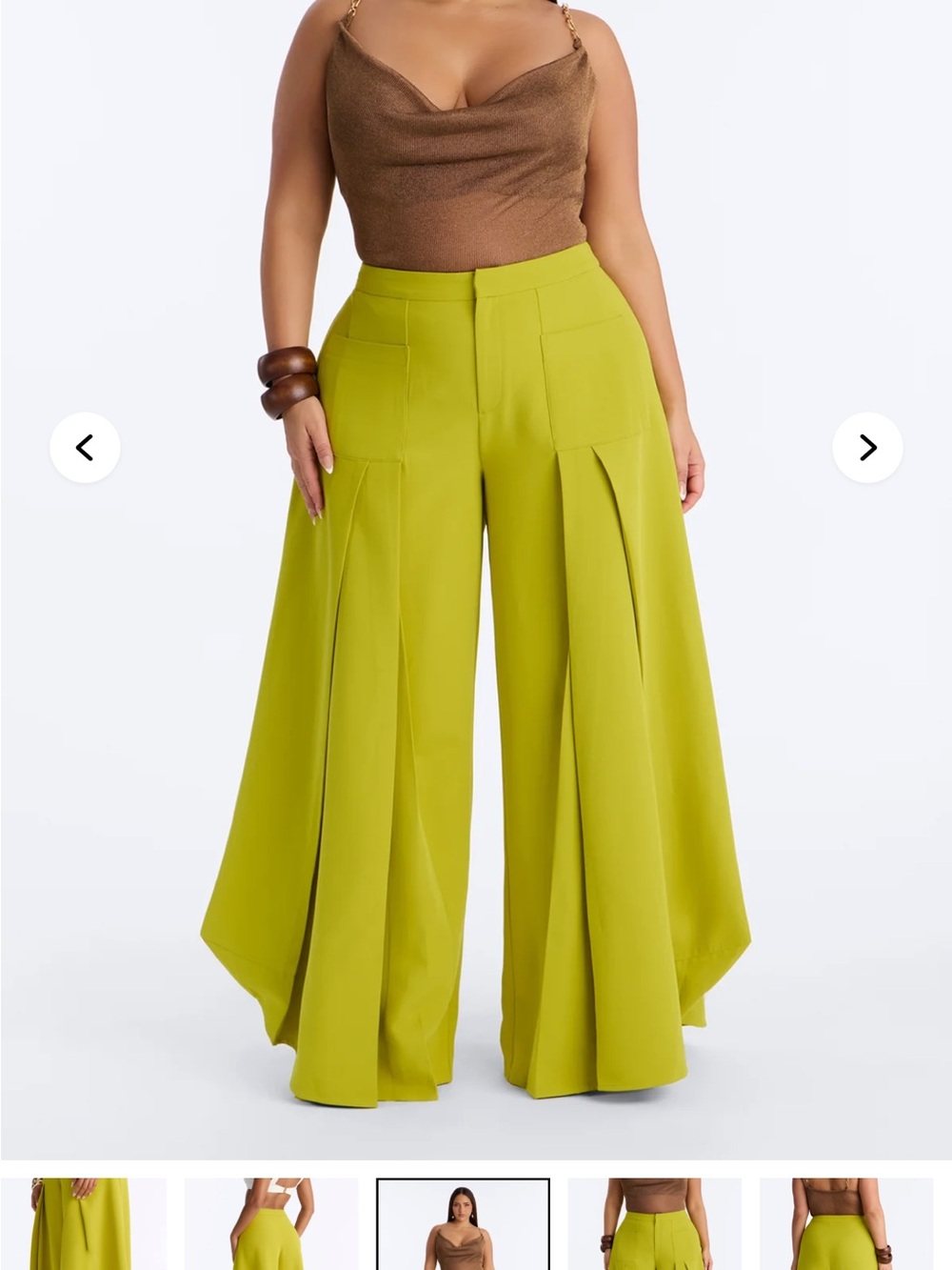 Fashion Nova Lime Draped Wide-Leg Palazzo Pants
